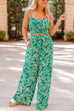 Trixiedress Cami Crop Top Elastic Waist Wide Leg Pants Printed Set