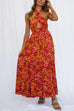 Trixiedress Criss Cross Halter Backless Cut Out Slit Floral Maxi Dress