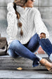 Trixiedress Mockneck Solid Cable Knit Pullover Sweater