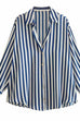 Trixiedress Collared Long Sleeves Button Up Striped Blouse Shirt