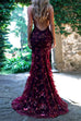 Trixiedress Sequin V Neck Backless Maxi Cami Mermaid Party Dress