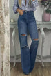 Trixiedress High Rise Ripped Straight Leg Denim Pants