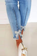 Trixiedress Bow Knot Pearl Beaded Pencil Denim Pants