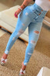 Trixiedress Button Up High Waist Ripped Skinny Jeans